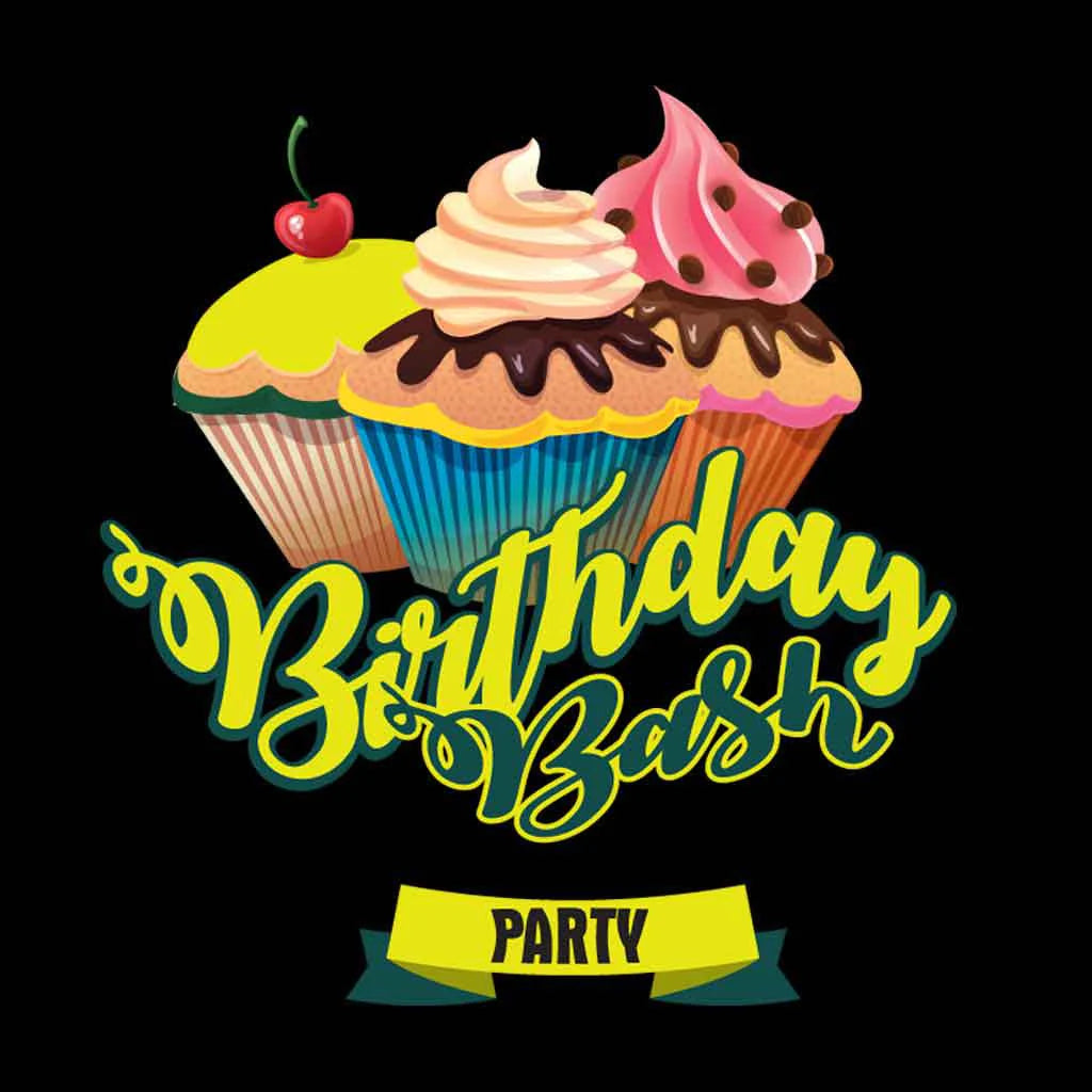 Birthday Bash Black Party T Shirts  (Family Pack Of 4)