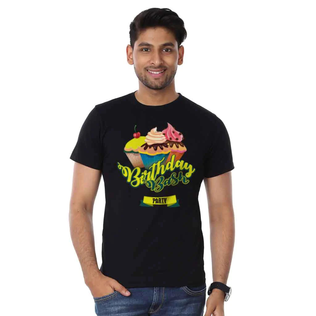 Birthday Bash Black Party T Shirts  (Family Pack Of 4)