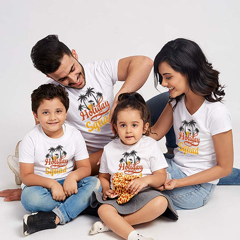 Holiday Squad Matching Tees For Family Pack Of 4)