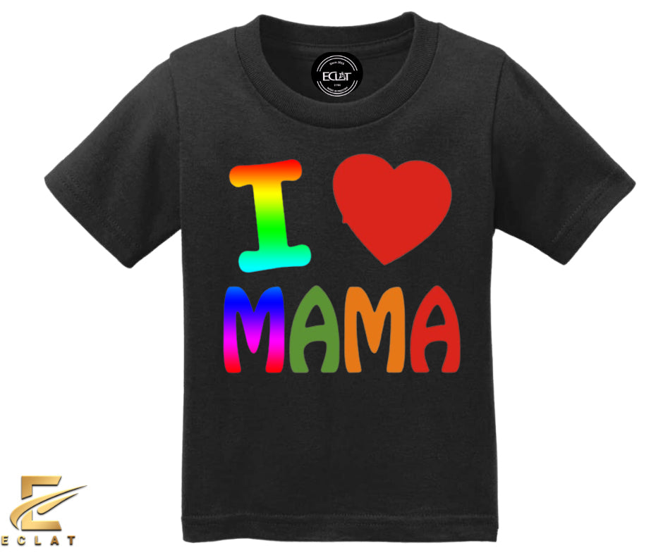 I Love Mama T Shirt (Black Red)