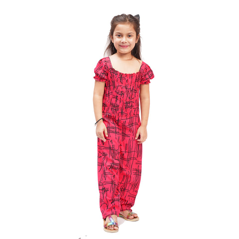 Berry  Printed Girls Jump Suit