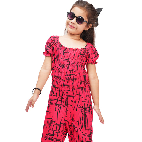 Berry  Printed Girls Jump Suit