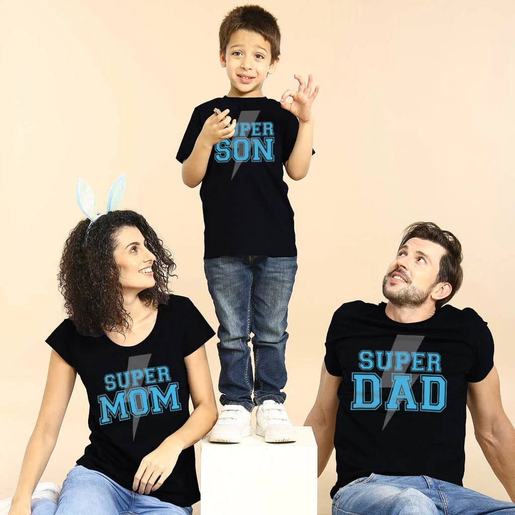Pack Of 3 Super Dad/Mom/Son Family Tees