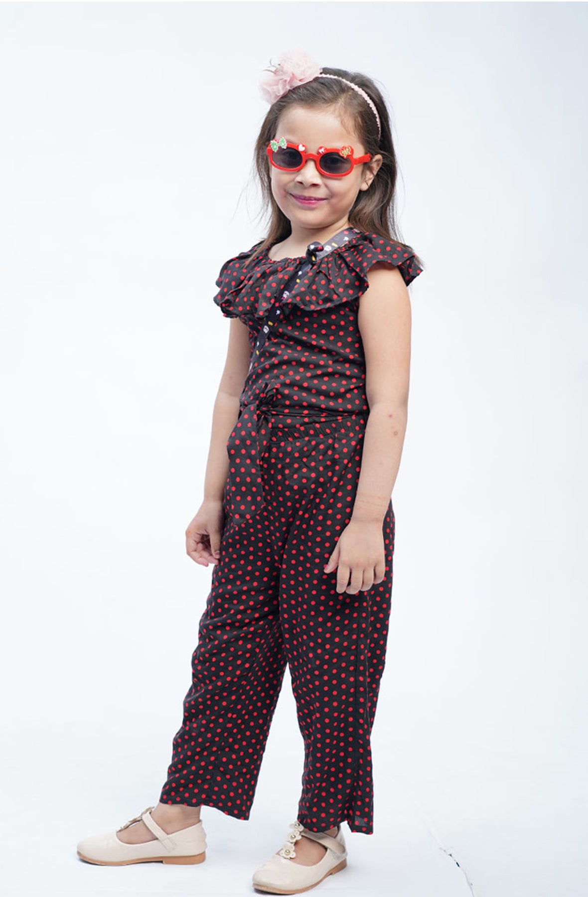 Polka Dots Printed Girls Jump Suit