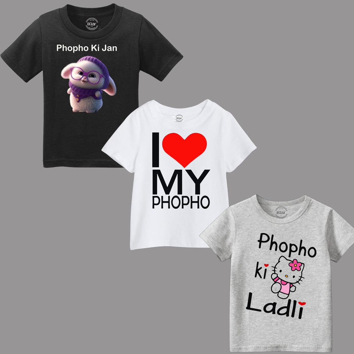 Phopho Ki Ladli Pack Of three T Shirts