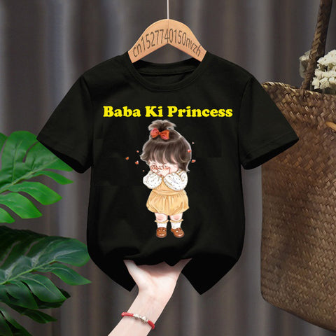 Baba Ki Princess T Shirts (Black & Yellow)